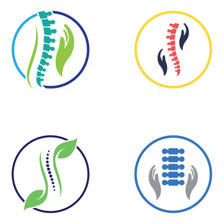 Spinal diagnostics, spine care and spine health.With modern vector icon design conceptのイラスト素材