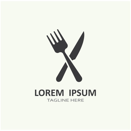 spoon,fork,and knife icon logo vectorのイラスト素材