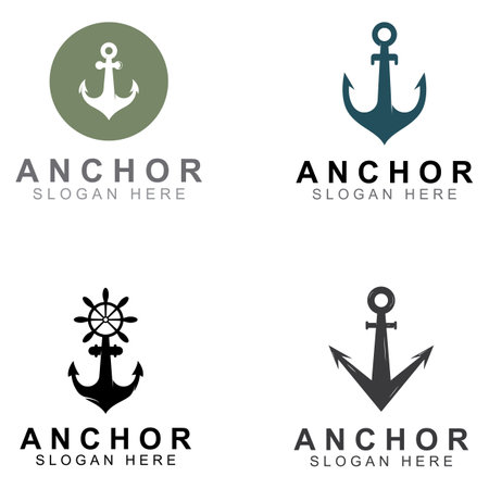 Logo and anchor symbol design vector.のイラスト素材
