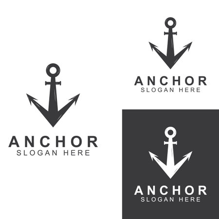 Logo and anchor symbol design vector.のイラスト素材