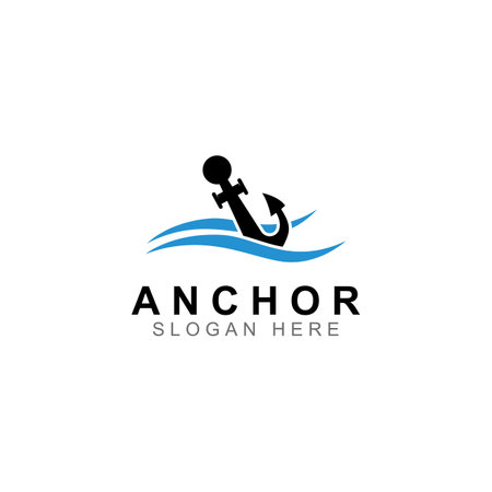 Logo and anchor symbol design vector.のイラスト素材