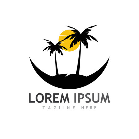 Palm tree summer logo template vector illustrationのイラスト素材