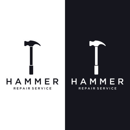 Retro vintage crossed hammer and nails logo design.Logo for home repair services, carpentry,badges, woodworking.のイラスト素材