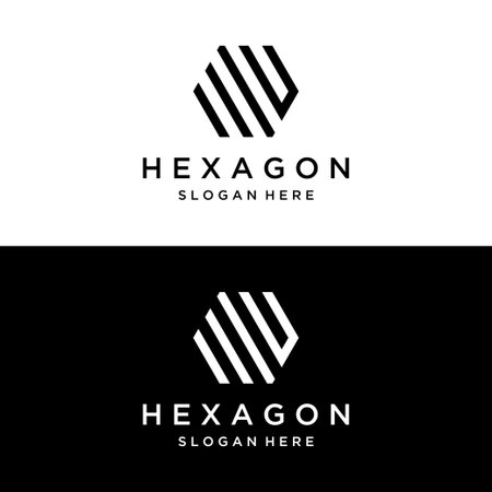 Creative and simple hexagon box logo or geometric cube geometric logo. Logo for business, company, network,technology.のイラスト素材