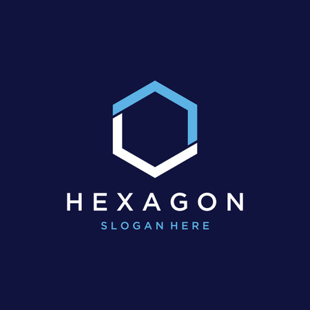 Creative and simple hexagon box logo or geometric cube geometric logo. Logo for business, company, network,technology.のイラスト素材