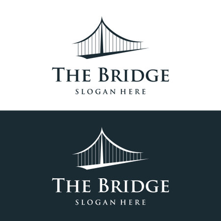Bridge building construction abstract logo design with a creative idea.のイラスト素材