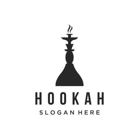 Isolated vintage hookah, shisha or waterpipe logo for club, bar, cafe and shop.