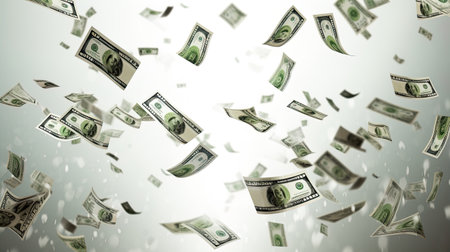 Dollar bills raining white Generate AIの素材