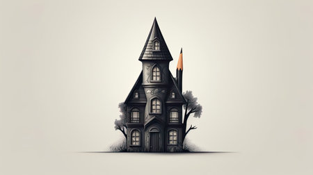 House black white background . Generate AIの素材