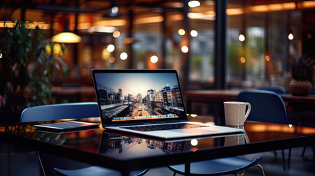 Photo focus macro modern workspace conference  laptop . Generate Aiの素材