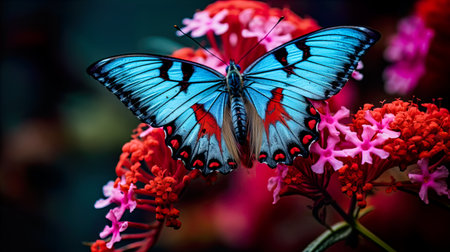 Butterfly on a flower in the garden. Colorful butterfly.の素材