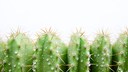 Cactus with water drops isolated on white background. Copy space.の素材