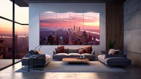 modern bright interiors apartment Living room mockup illustration 3D rendering computer generated imageの素材