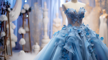 Wedding dress on a mannequin in a shop windowの素材