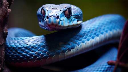 Close-up of the head of a snake in the nature.の素材