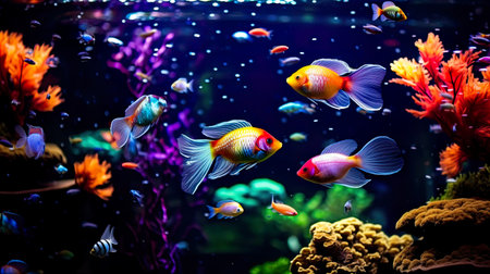 Tropical fish in the aquarium. Underwater worldne lifeの素材