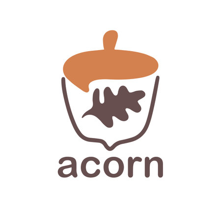 Acorn logo template design with leaves with editable vector illustration.のイラスト素材