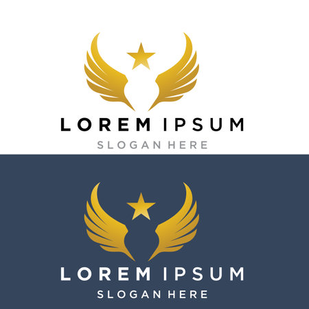wings gold logo vector illustration template-vectorのイラスト素材