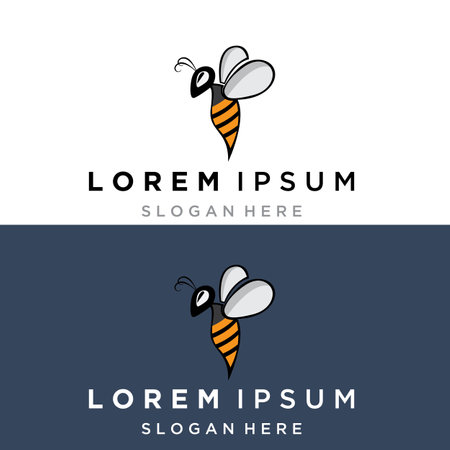 Bee honey with honeycomb modern logo vector illustration designのイラスト素材