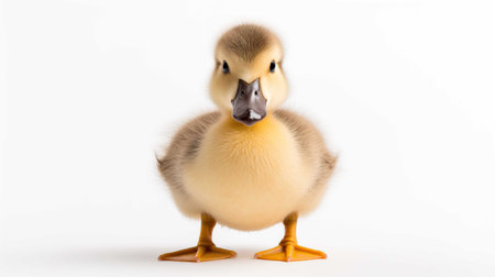 Cute duckling isolated on a white background, studio shot.の素材