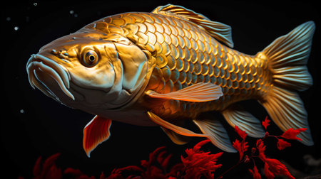 Gold fish swimming in aquarium. Gold fish in aquarium. Gold fish in aquariumの素材