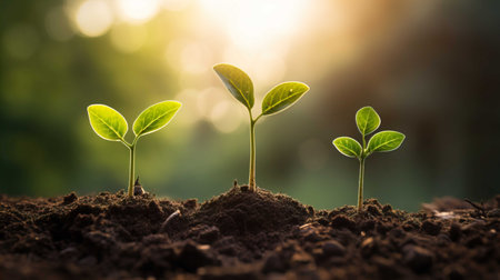 Green plant seedling illustrating concept of new life and environmental conservation.の素材