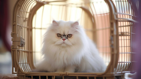Persian cat in the cage,selective focus and shallow depth of fieldの素材