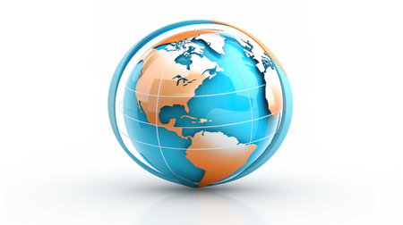 Globe with map of the world on a white background. 3dの素材