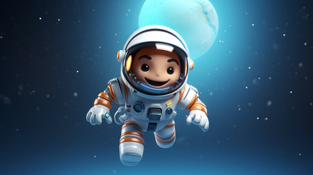Space astronaut cartoon cute 3d,realistic 3d ,good render , floating beautifully  Generate AIの素材