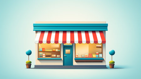 Storefront Flat Design E-Commerce Icon illustration A flat design styled shopping & e-commerce Generate AIの素材