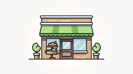 Storefront Flat Design E-Commerce Icon illustration A flat design styled shopping & e-commerce Generate AIの素材