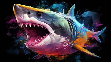 Angry Shark Face Blue Ocean Vector Artwork, Shark, Animal , Generate AIの素材