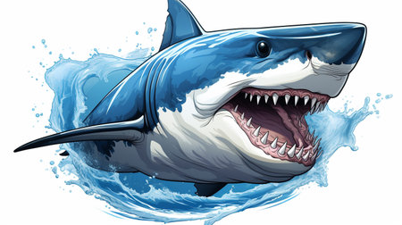 Angry Shark Face Blue Ocean Vector Artwork, Shark, Animal , Generate AIの素材