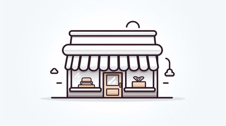 Storefront Flat Design E-Commerce Icon illustration A flat design styled shopping & e-commerce Generate AIの素材