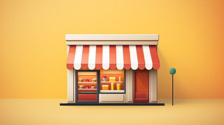 Storefront Flat Design E-Commerce Icon illustration A flat design styled shopping & e-commerce Generate AIの素材