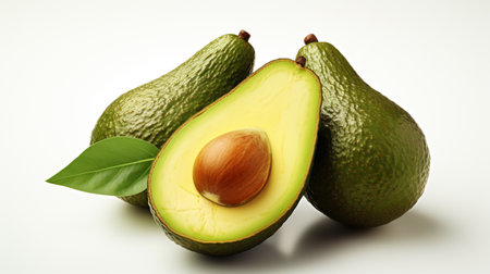 avocado ripe avocado, white background , Generate AIの素材