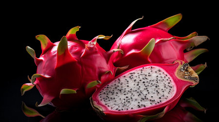 dragon fresh  ripe dragon fruits , splash water , white background , Generate Aiの素材