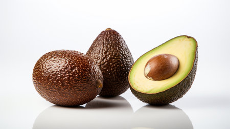 avocado ripe avocado, white background , Generate AIの素材
