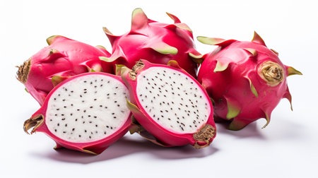 dragon fresh  ripe dragon fruits , splash water , white background , Generate Aiの素材