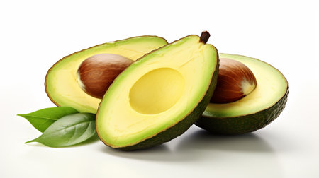 avocado ripe avocado, white background , Generate AIの素材