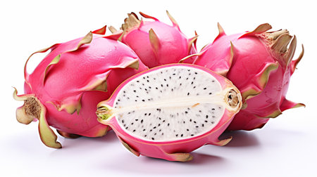 dragon fresh  ripe dragon fruits , splash water , white background , Generate Aiの素材