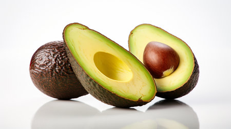 avocado ripe avocado, white background , Generate AIの素材