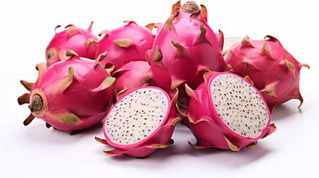 dragon fresh  ripe dragon fruits , splash water , white background , Generate Aiの素材