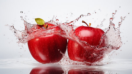 Apple fresh  ripe Apple , splash water , white background , Generate AIの素材