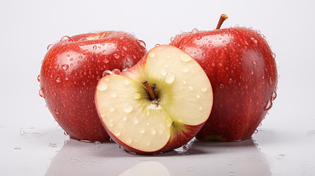 Apple fresh  ripe Apple , splash water , white background , Generate AIの素材