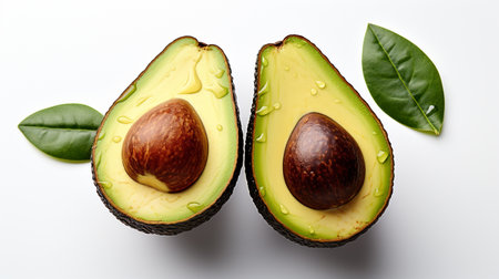 avocado ripe avocado, white background , Generate AIの素材