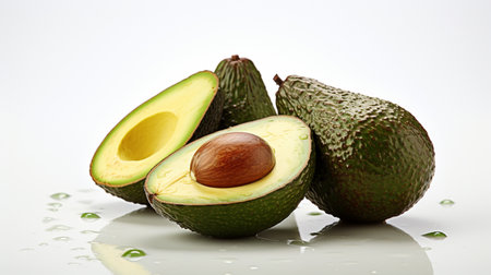 avocado ripe avocado, white background , Generate AIの素材