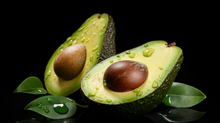 avocado ripe avocado, white background , Generate AIの素材