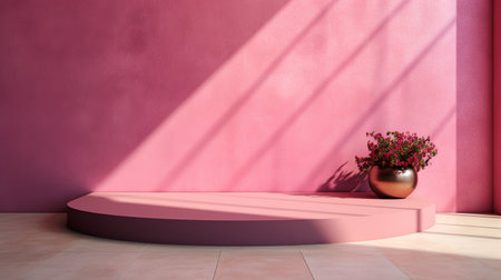 Magenta space with natural shadows. Perfect place for product. Demonstrating Viva Magenta , Generate AIの素材