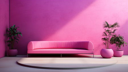 Magenta space with natural shadows. Perfect place for product. Demonstrating Viva Magenta , Generate AIの素材